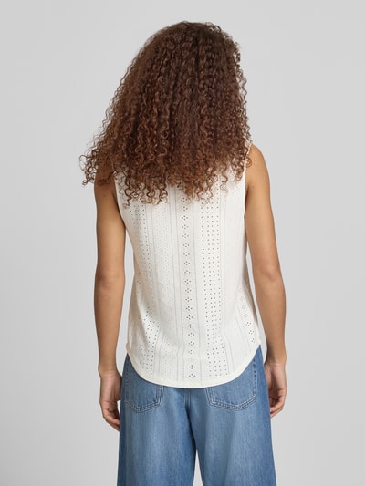 ONLY Top bluzkowy o kroju regular fit z haftem angielskim model 'SANDRA' Biały 5