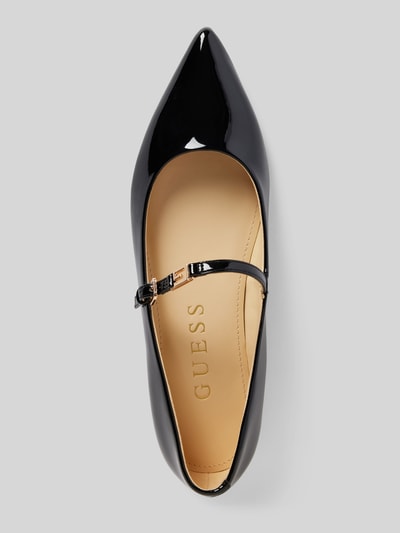 Guess Spits toelopende ballerina's met labeldetail, model 'DANNEL' Zwart - 4