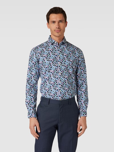 Jake*s Slim Fit Business-Hemd mit Allover-Print Blau 4