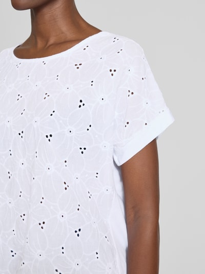 ZABAIONE T-shirt z fakturowanym wzorem Biały 3