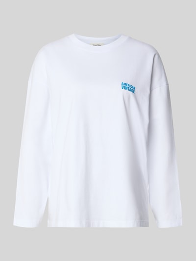 Productfoto, wit Longsleeve met label-print model 'GIXY' van American Vintage, relaxed fit, ronde hals, 100% katoen, dames
