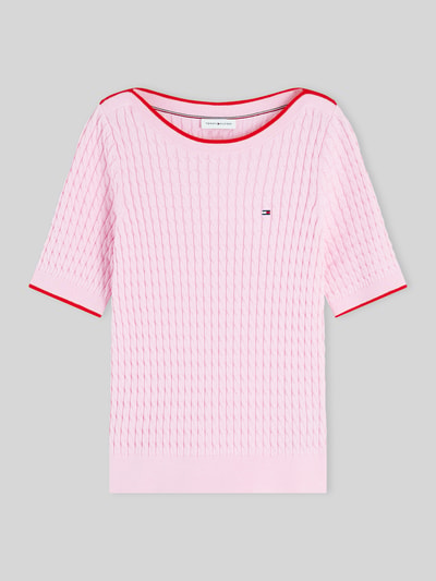 Tommy Hilfiger regular fit pullover van puur katoen met korte mouwen Felroze - 2