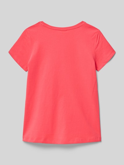 Produktfoto, Loose Fit T-Shirt aus reiner Baumwolle von s.Oliver RED LABEL, unifarbenes rotes Jersey, kurzer Ärmel, Rückansicht.