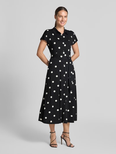 Oui Hemdblusenkleid im Allover-Look mit Bindegürtel Black 1