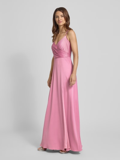 V.M. Abendkleid mit V-Ausschnitt und gekreuzten Trägern Rosa 1