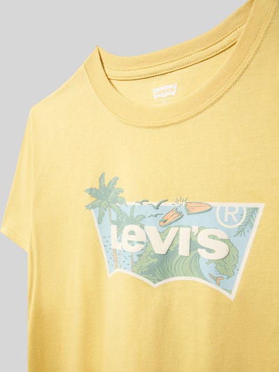 Levi’s® Kids Regular Fit T-Shirt aus Baumwoll-Mix Modell 'BATWING' Hellgelb 2