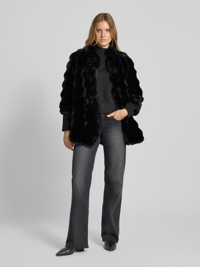 ARMANI EXCHANGE Lange jas van imitatiebont met opstaande kraag Zwart - 1