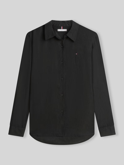 Produktfoto, Relaxed Fit Langarmbluse aus reinem Leinen von Tommy Hilfiger, Optik: Unifarben, Materialverarbeitung: Flammgarn, Farbe Schwarz