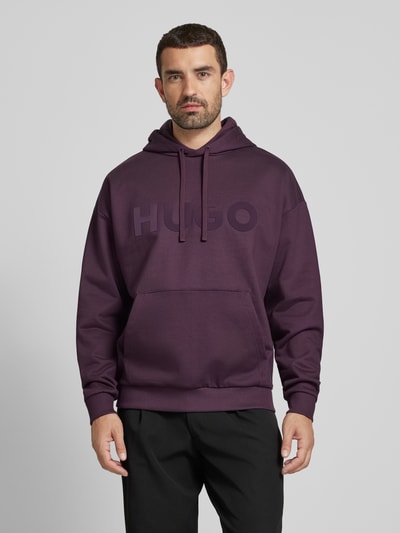 HUGO Hoodie met labelprint, model 'Ditchle' Prune - 4