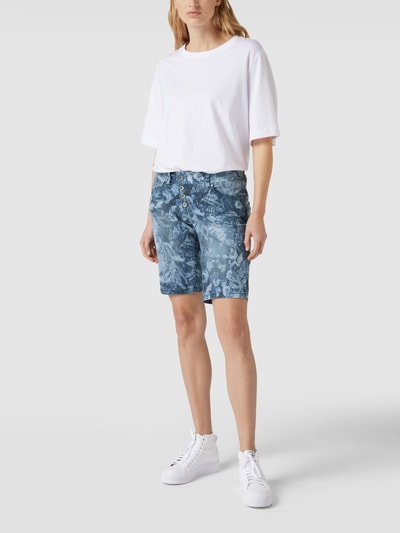 Buena Vista Jeansshorts mit floralem Allover-Muster Blau 1