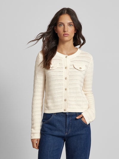 Vero Moda Regular fit gebreid jack met gestileerde borstzakken, model 'VIOLETTA' Ecru - 4