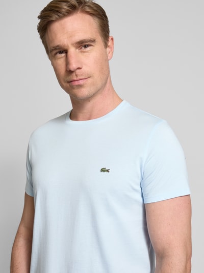 Lacoste T-shirt met ronde hals, model 'Supima' Lichtblauw - 3