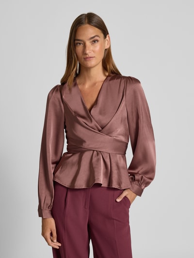 Neo Noir Bluzka z długim rękawem i dekoltem w serek Brudnoróżowy 4