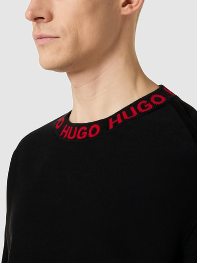 HUGO Gebreide pullover met logostitching, model 'Smarlo' Zwart - 3