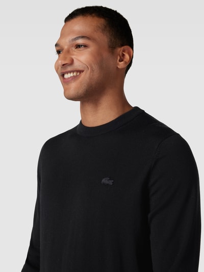 Lacoste Regular Fit Strickpullover mit Rundhalsausschnitt Black 3