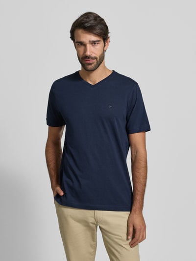 Fynch-Hatton T-Shirt mit Label-Stitching Marine 4