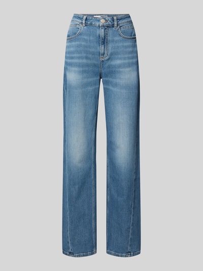 Productfoto, Wide Leg Jeans im Used-Look van Lanius in blauwe katoen-elastaan mix, met steekzakken, maat 36: taille 40 cm, binnenbeenlengte 81 cm