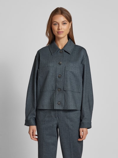 Tom Tailor Boxy fit overshirt met visgraatlook Antraciet - 4