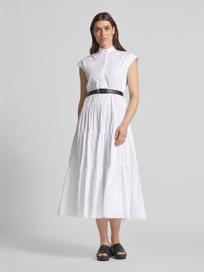 Max Mara Studio Maxi-jurk met opstaande kraag, model 'BAIRO' Wit - 4