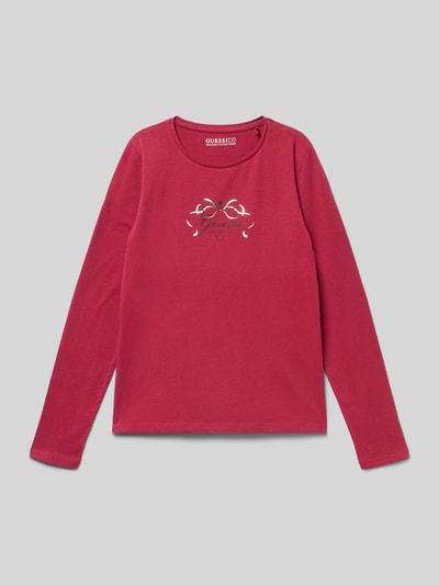 Guess Shirt met lange mouwen en labelprint Donkerrood - 1