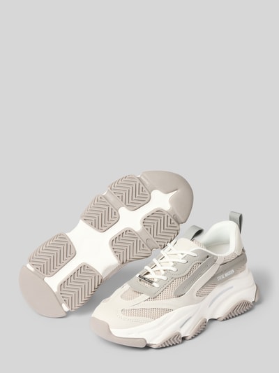 Produktfoto, Sneaker mit Label-Details Modell 'Possession' van Steve Madden, dames sneakers van textielmix, afgeronde punt, vetersluiting, geprofileerde zool, hakhoogte maat 40: 4 cm, schachthoogte 8 cm, schachtbreedte 9 cm, neutrale kleuren, grove texturen