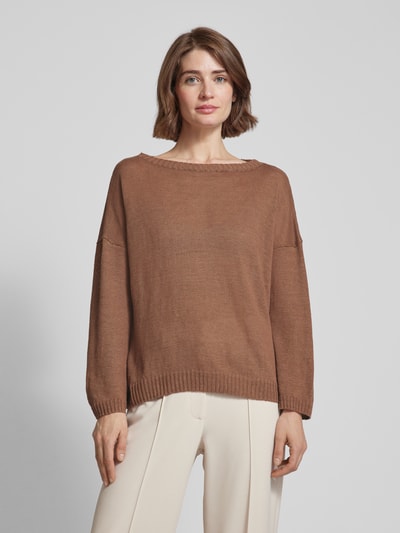 Weekend Max Mara Oversized Strickpullover mit U-Boot-Ausschnitt Modell 'GARENNA' Cognac 4