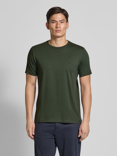 Fynch-Hatton T-shirt met labelstitching Donkergroen - 4
