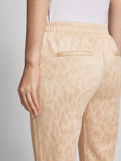 ICHI Spodnie dresowe o kroju slim fit z efektem podpalania model ‘Kate’ Beżowy 3