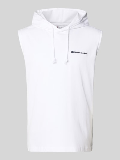 Produktfoto, Hoodie mit Label-Stitching von CHAMPION, biały, czysta bawełna, krój regular fit, kaptur ze ściągaczem, długość tyłu 75 cm w rozmiarze M