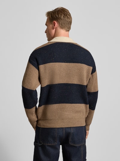 WOODBIRD Poloshirt met ribboorden, model 'Lotu' Marineblauw - 5