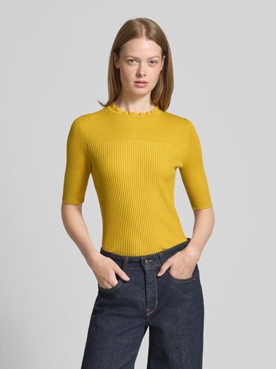 Zero Gebreid shirt van viscosemix met ronde hals Geel - 4