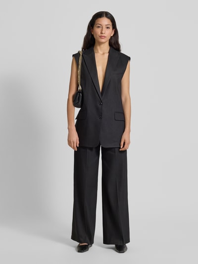 HUGO Wide leg linnen broek met steekzakken, model 'Halati' Zwart - 1