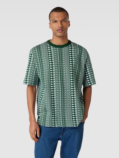 Lacoste LACOSTE x Netflix - T-shirt met all-over print Flessengroen - 4