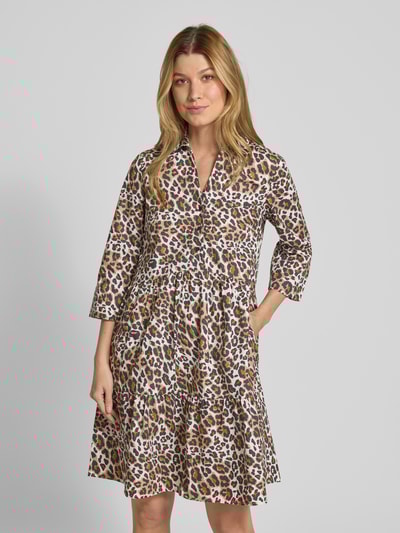 Christian Berg Woman Knielange overhemdjurk met V-hals en 3/4-mouwen Zwart - 4