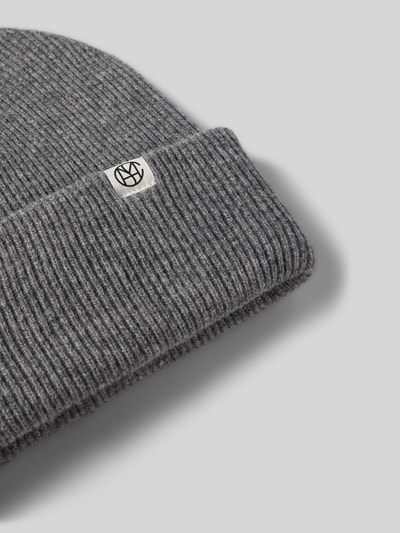 MSCH Copenhagen Beanie aus Wolle mit Label-Patch Dunkelgrau Melange 2