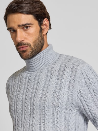 Jack & Jones Premium Strickpullover mit Zopfmuster Hellgrau Melange 3