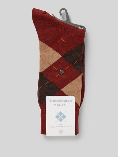 Burlington Socken aus Schurwoll-Mix mit Label-Detail Modell 'Edinburgh' Rostrot 3