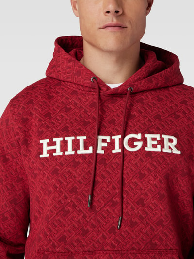 Tommy Hilfiger Hoodie met labelstitching Donkerrood - 3