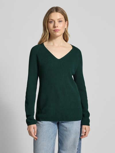 s.Oliver RED LABEL Sweter z dzianiny kroju regular fit z mieszanki bawełny Ciemnozielony 4