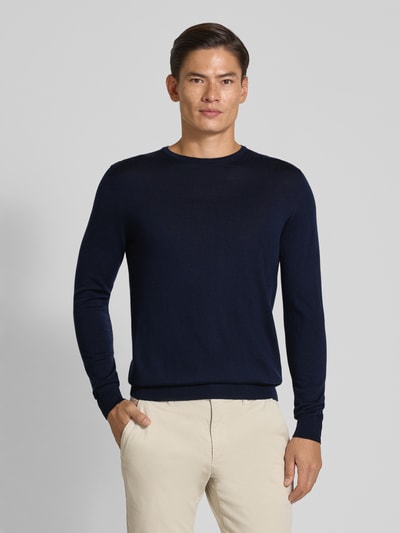 Profuomo Pullover aus Merinowolle mit Rundhalsausschnitt Marine 4