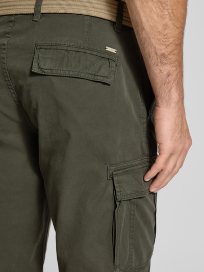 Lerros Korte regular fit cargobroek met riem Olijfgroen - 3