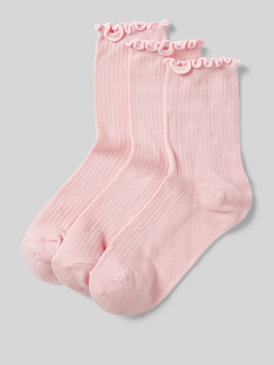 Pieces Socken mit Baumwoll-Anteil und Rüschen Modell 'CAFIA' Rose 1