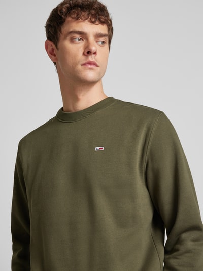 Tommy Jeans Regular fit sweatshirt met logobadge Olijfgroen - 3