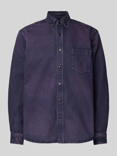 BOSS Orange Regular Fit Jeanshemdjacke mit Button-Down-Kragen Modell 'Lambey' Purple 2