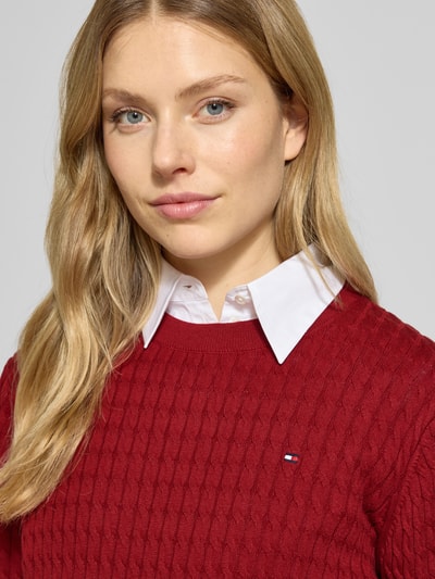 Tommy Hilfiger Regular fit gebreide pullover van zuiver katoen Rood - 3