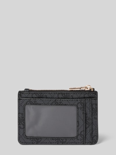 Produktfoto, Portemonnaie mit Logo-Detail Modell 'Laurel' von Guess, schwarze Leder-Optik, Reißverschluss, kompakte rechteckige Form