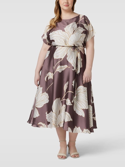 Swing Curve PLUS SIZE midi-jurk met bloemenmotief Mauve - 4