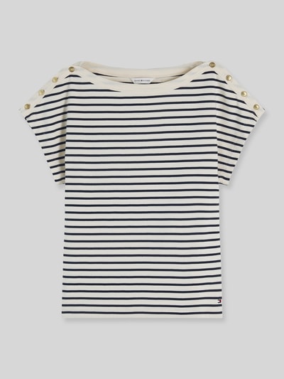 Tommy Hilfiger Regular Fit T-Shirt aus reiner Baumwolle mit Knopf-Details Ecru 2