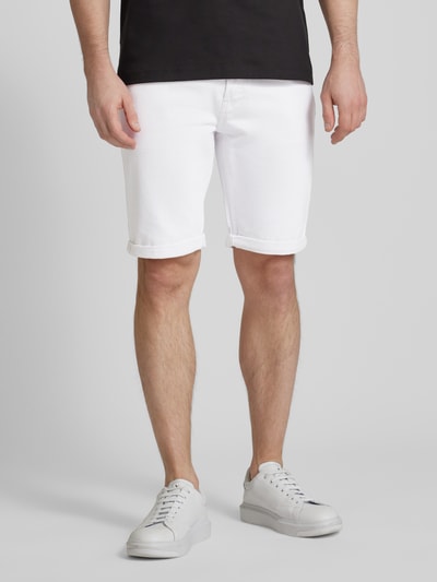 HUGO Szorty jeansowe o kroju tapered fit z detalami z logo Biały 4