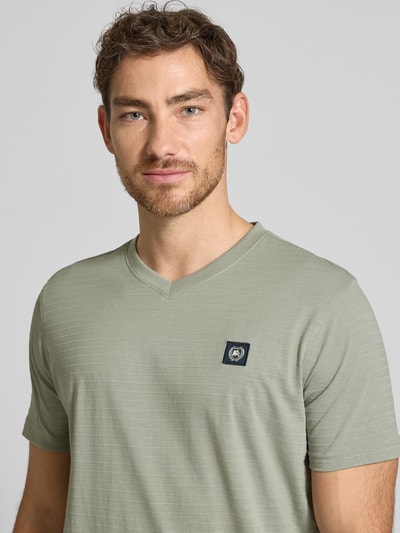 Lerros T-shirt met V-hals Lindegroen - 3